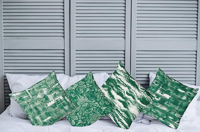 Ambesonne Vintage Throw Pillow Cushion Case Pack of 4, Abstract Grunge Effect Brushstrokes and Waving Striping Stains Paisley Drops, Modern Accent Double-Sided Digital Printing, 20", Forest Green