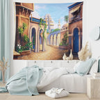 Lunarable City Tapestry King Size, Babylon City Gardens Architecture 7 Wonders of the World, Wall Hanging Bedspread Bed Cover Wall Decor, 104" X 88", Caramel Green