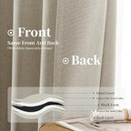 KangBang 100% Black Out Linen Curtains 96 Inches Long for Bedroom, Thermal Insulated Back Tab Drapes for Living Room Dining, Room Darkening Vertical Curtains & Drapes 2 Panels, 52x96 Inch