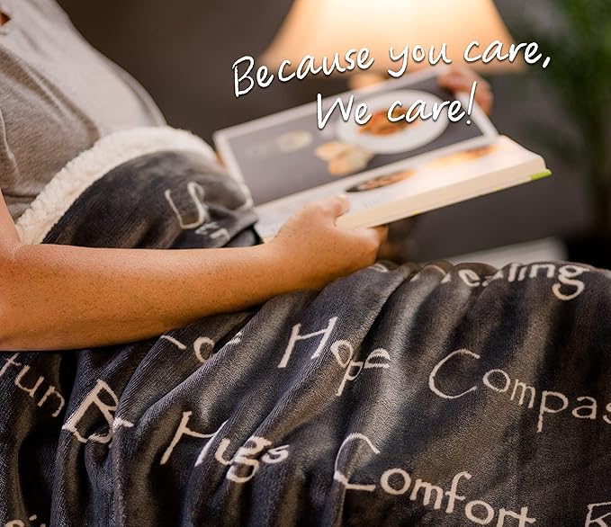 Chanasya Premium Sympathy Warm Hugs Gift Throw Blanket - Healing Gift Cancer Chemo Survivor Get Well Caring Gifts - Comfort Gift Blanket for Love Support Strength - Women Men Friend Grandpa - Gray