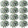 Tigeen 12 Bundles Peonies Artificial Flowers Faux Roses Silk Flowers Hydrangea Artificial Bouquet for Wedding Table Centerpiece Floral Vase Home Office Bridal Decor (Pastel Blue)