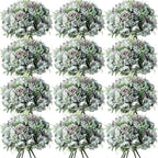 Tigeen 12 Bundles Peonies Artificial Flowers Faux Roses Silk Flowers Hydrangea Artificial Bouquet for Wedding Table Centerpiece Floral Vase Home Office Bridal Decor (Pastel Blue)