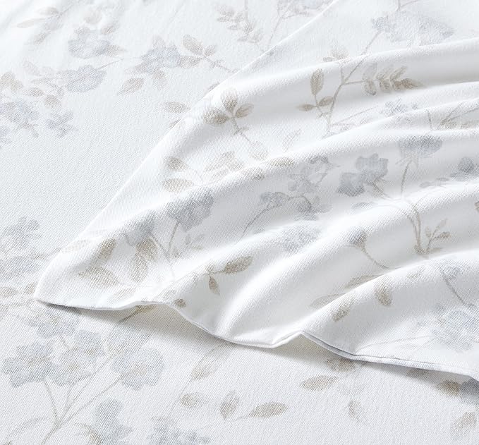 Laura Ashley - Flannel Sheets Twin Size, Anti-Pilling & Wrinkle Resistant Cotton, Touchably Soft for All-Season Comfort - Bed Sheets with Matching Pillowcase & Fitted Sheet (Fawna Grey)