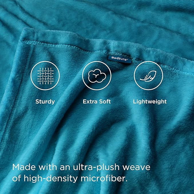 Bedsure Teal Blue Fleece Blanket 50x70 Blanket - 300GSM Soft Lightweight Plush Cozy Blankets for Bed, Sofa, Couch, Travel, Camping