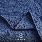 Love's cabin Twin Quilt Set Navy Blue Bedspreads - Soft Bed Summer Lightweight Bedspread Comforter - Modern Style Coin Pattern Coverlet for All Season - 2 Pieces (1 Quilt, 1 Pillow Sham)