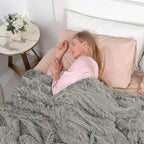 Tuddrom Decorative Extra Soft Faux Fur Blanket Queen Size 80"x90",Solid Reversible Fuzzy Fluffy Plush Fleece Comfy Microfiber Fur Blanket for Couch Sofa Bed,Quiet Grey