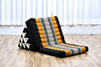 Leewadee 3-Fold Mat with Triangle Cushion – Comfortable TV Pillow, Foldable Mattress with Cushion Made of Eco-Friendly Kapok, 67 x 21 inches, Black Orange