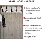 Dseap Coat Rack Wall Mounted - 5 Tri Hooks, Heavy Duty, Wooden Wall Coat Hanger Coat Hook for Clothes Hat Jacket Clothing, White & Black, Pack of 2