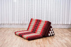 Leewadee 3-Fold Mat XXL with Triangle Cushion – Firm TV Pillow, Foldable Mattress with Cushion Made of Kapok, 67 x 31 inches, Red