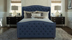 Jennifer Taylor Home Marcella Tufted Wingback Bed, Queen, Dark Sapphire Blue