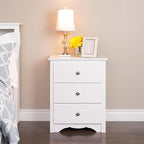 Prepac Sonoma Traditional Tall Nightstand Side Table with 3 Drawers, Functional Tall 3-Drawer Bedside Table 16" D x 23" W x 29" H, White, WDC-2403