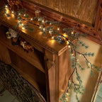 Hairui Lighted Pine Garland Battery Operated with Timer 6FT 48 Lights, Christmas Garland with Lights for Indoor Outdoor Home Holiday Decoration