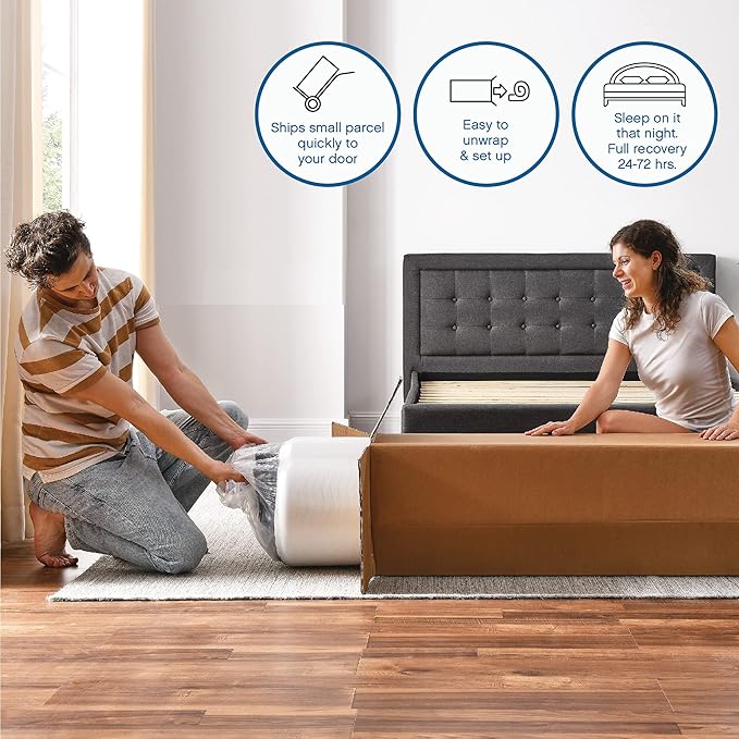 Cool Gel 6 Inch Queen Memory Foam Mattress Medium Firm, Memory Foam Mattress Queen Size Cooling, Made in the USA, 6" Depth with Pressure Relief, CertiPUR-US Certified No Fiberglass, CoolGel Bed