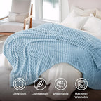Bedsure GentleSoft Blue Fleece Blanket for Couch - Cozy Soft Blankets for Women, Cute Small Throws for Girls, Light Blue, 108x90 Inches