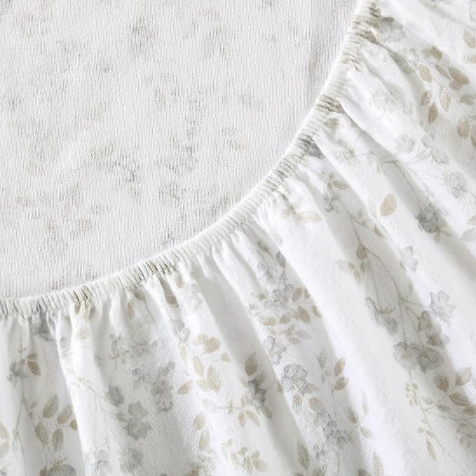Laura Ashley - Flannel Sheets Queen Size, Anti-Pilling & Wrinkle Resistant Cotton, Touchably Soft for All-Season Comfort - Bed Sheets with Matching Pillowcases & Fitted Sheet (Fawna Grey)
