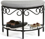 Mango Steam Half Moon Shoe Bench - Vanity Seat/Dressing Stool/Makeup Chair - Heather Gray
