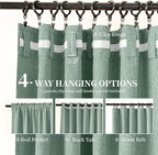 KangBang 100% Blackout Linen Curtains 72x108 Inches Long, Back Tab Pocket Pleated Room Darkening Curtains for Living Room Sliding Patio Door, Soft Thick Linen Textured Drapes, 2Pcs, Cameo Green