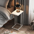 WLIVE Side Table, C Shaped End Table for Couch, Sofa and Bed, Large Desktop C Table for Living Room, Bedroom, Creamy White