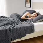 Bedsure Cooling Cotton Waffle King Size Blanket - Lightweight Breathable Summer Blanket of Rayon Derived from Bamboo for Hot Sleepers, Luxury Throws for Bed, Couch and Sofa, Dark Grey, 104x90 Inches