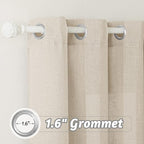 RYB HOME Linen Sheer Curtains - Semi Sheer Light Filtering Privacy Curtains, Country Rustic Window Draperies for Living Room Closet Nursery Doorway, W 52 x L 72, 2 Panels, Beige