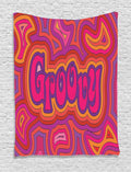 Ambesonne Groovy Tapestry, Psychedelic Groovy Design with Energeticbstract Elements Print, Wall Hanging for Bedroom Living Room Dorm, 60" X 80", Hot Pink