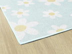 Flagship Carpets Schoolgirl Style White Daisies on Blue Educational Area Rug for Kids Room Seating Décor, Children's Classroom, Play Carpet for Teaching and Playroom, 5' x 7'6"