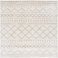 SAFAVIEH Arizona Shag Collection Area Rug - 6'7" Square, Ivory & Beige, Moroccan Design, Non-Shedding & Easy Care, 1.6-inch Thick Ideal for High Traffic Areas in Living Room, Bedroom (ASG741A)