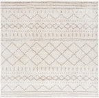SAFAVIEH Arizona Shag Collection Area Rug - 6'7" Square, Ivory & Beige, Moroccan Design, Non-Shedding & Easy Care, 1.6-inch Thick Ideal for High Traffic Areas in Living Room, Bedroom (ASG741A)
