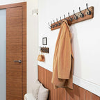 WEBI Coat Rack Wall Mount,Coat Hooks Wall Mounted,16" Hole to Hole,Coat Hanger Wall,Hook Rack Rail,5 Hooks for Hanging Jacket,Clothes,Hats,Rustic Brown