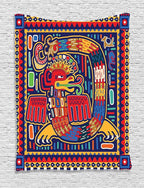 Ambesonne Mexican Tapestry, Culture Pattern Colorful Artwork Abstract Snake in Vivid Folk Style, Wall Hanging for Bedroom Living Room Dorm Decor, 40" X 60", Mustard Orange