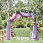 NICETOWN Decorative Wedding Arch Draping Window Scarf Curtains, Romantic Mauve Ombre Voile Sheer Soft Window Scarf Valances for Outdoor/Indoor Big Events, Set of 2, W60 x L216