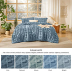 Bedsure Tufted Boho Comforter Set Twin Size - Grayish Blue Boho Bed Set, GentleSoft™ 2 Pieces Farmhouse Shabby Chic Embroidery Bedding, Gifts for Woman, Soft Jacquard Twin Comforter for All Seasons