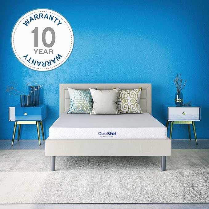 Cool Gel Twin XL Mattress 6 Inch Memory Foam Medium Firm, Gel Memory Foam Mattress Twin XL Cooling, Made in the USA, 6" Depth with Pressure Relief, CertiPUR-US Certified Fiberglass Free, Bed
