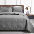 Love's cabin Quilts for Full Bed Grey Bedspreads Bedding Set - Summer Lightweight Bedspread Comforter - Coin Pattern Bedding Coverlet for All Season - 3 Pieces (1 Quilt, 2 Pillow Shams)