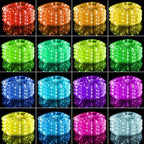 Minetom Color Changing Rope Lights Outdoor, 33FT 100 LED String Lights with Plug & Remote, Waterproof Christmas Light Outdoor Decoration, Twinkle Rope Light for Outside Indoor Bedroom,16 Colors