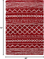 SAFAVIEH Arizona Shag Collection Accent Rug - 4' x 6', Red & Ivory, Moroccan Design, Non-Shedding & Easy Care, 1.6-inch Thick Ideal for High Traffic Areas in Entryway, Living Room, Bedroom (ASG741Q)