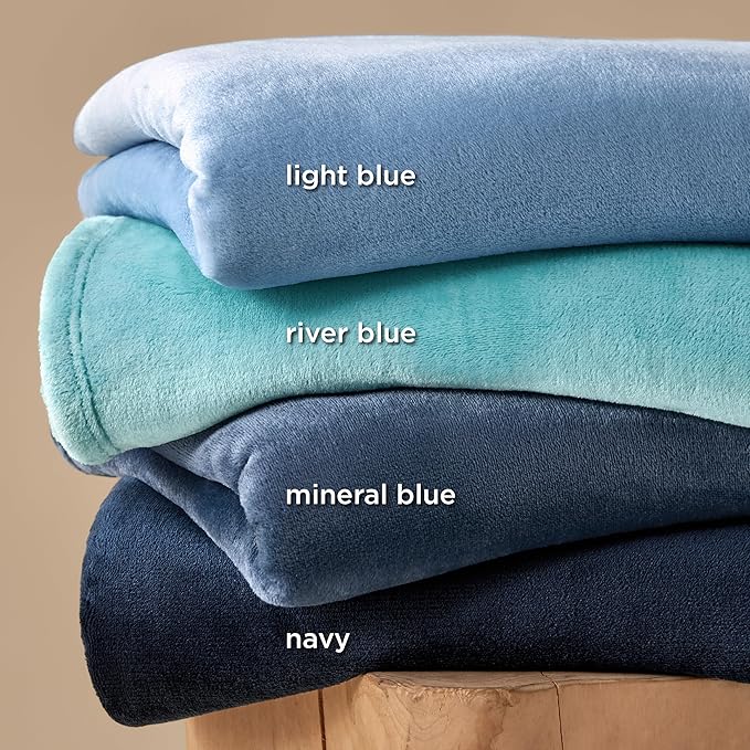 Bedsure GentleSoft Navy Fleece Blankets Queen Size - Bed Blanket Blue Soft Lightweight Plush Fuzzy Cozy Luxury Microfiber, 90x90 inches