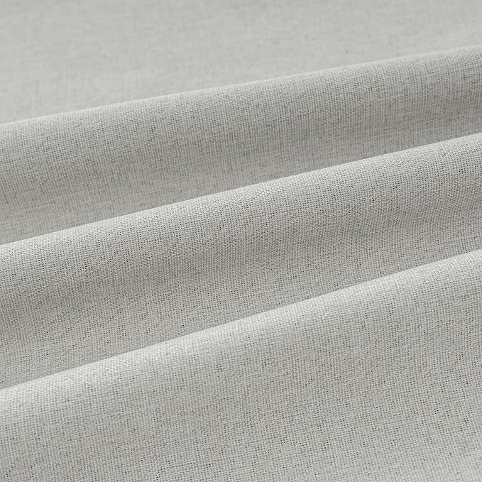 KangBang Extra Wide Blackout Linen Curtains 60Wx102L Full Light Blocking Patio Door Curtains Back Tab Loop Pocket 2 Panels Set Window Drapes, Healing Colors Warm Light Grey