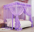 Mengersi Canopy Bed Curtains Full Size for Boys Girls Bed Drapes Bed Canopy Princess Bed Drapes Bedroom Decoration(Purple)