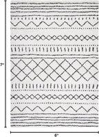 SAFAVIEH Arizona Shag Collection Area Rug - 5'1" x 7'6", Ivory & Black, Moroccan Design, Non-Shedding & Easy Care, 1.6-inch Thick Ideal for High Traffic Areas in Living Room, Bedroom (ASG741Z)