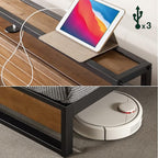 ZINUS Suzanne Bamboo and Metal Platform Bed Frame with Headboard Shelf and USB Ports, No Box Spring Needed, Wood Slat Support, Easy Assembly, King