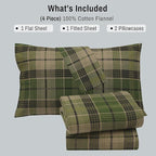 RUVANTI Flannel Sheets Queen Size - 100% Cotton Double Brushed Bed Sheets, Deep Pockets 16 Inches Queen Sheet Set, All Seasons Breathable & Extra Soft - Warm & Cozy, 4 Piece, DNA Plaid