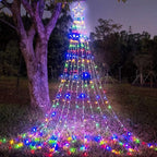 FUNIAO (New) Christmas Decoration Lights, 320 LED Waterproof String Lights with Star Topper, 8 Light Modes for Christmas Tree Decoration, Holiday, Wedding (Multicolor)