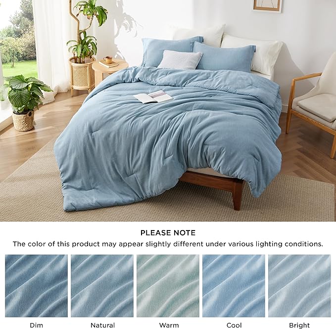 Bedsure Twin/Twin XL Comforter Set - Storm Blue Soft Bedding for All Seasons, Cationic Dyed Bed Set, 2 Pieces, 1 Twin Size Comforter (68"x88") and 1 Pillow Sham (20"x26"+2")