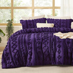 Bedsure Tufted Boho Comforter Set California King - Purple Boho Bed Set, GentleSoft™ 3 Pieces Farmhouse Shabby Chic Embroidery Bedding, Gifts for Woman, Soft Jacquard Comforter for All Seasons