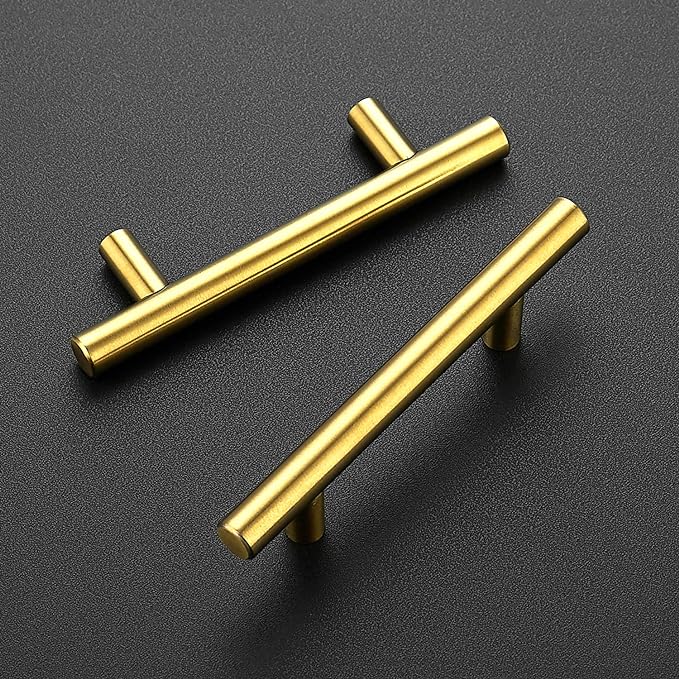 Ravinte 24 Pack 5 Inch Cabinet Pulls Brushed Brass Stainless Steel Kitchen Drawer Pulls Cabinet Handles 5”Length, 3” Hole Center
