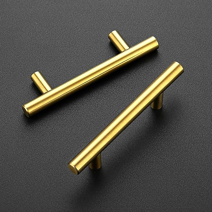Ravinte 60 Pack 5 Inch Cabinet Pulls Brushed Brass Stainless Steel Kitchen Drawer Pulls Cabinet Handles 5”Length, 3” Hole Center