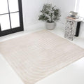 Eyely NCS101A-8SQ Scandinavian Odense Minimalist Angle Geometric Indoor Rug, Pet Friendly, Non-Shedding, Stain Resistant, Easy-Cleaning, Ivory/Cream, 8' Square, Indoor/Outdoor, Area Rug