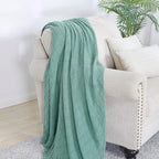BOURINA Dark Cyan Throw Blanket 50x60 Inches Throw Textured Solid Soft Sofa Couch Decorative Knit Blanket