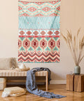 Lunarable Aztec Tapestry Twin Size, Culture Inspirations Ornamental Indigenous Chevron, Wall Hanging Bedspread Bed Cover Wall Decor, Twin Size, Turquoise Beige
